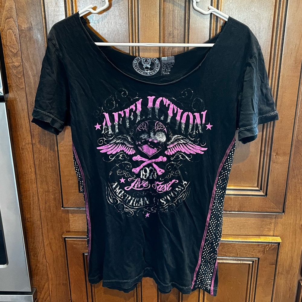 Affliction Rhinestone T-Shirt Size Medium